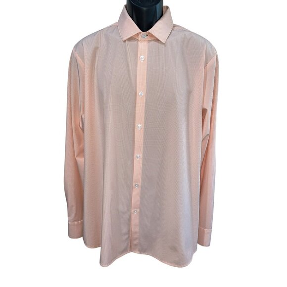 Mizzen+Main Leeward Collection Mens Orange Checkered Dress Shirt X-Large Trim Fi - Picture 2 of 11